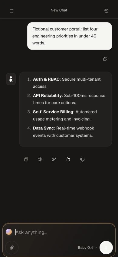 Brainbaby responsive web chat with a fictional customer portal planning example
