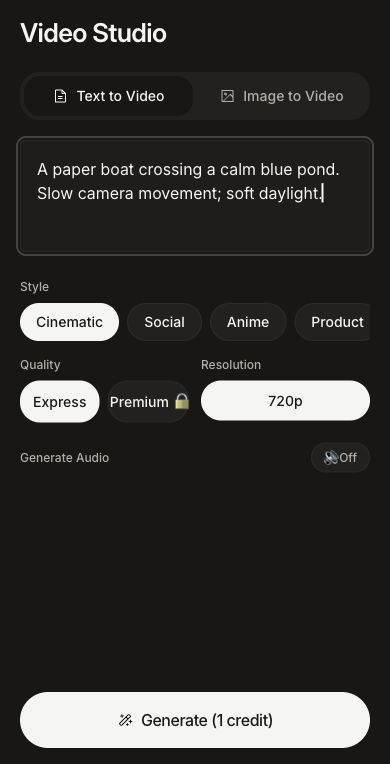 Brainbaby web video studio with a fictional unsubmitted brief, style and quality settings